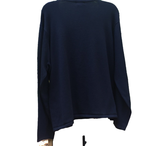 NOTATIONS 2X Black Cardigan USED Round Neck Soft Rayon Nylon Pit to Pit 25 1/2" - Picture 2 of 15